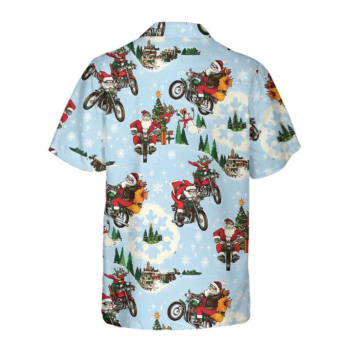 Mirla | Santa På Motorcykel Hawaiian Shirt Rolig Jultomte Shirt Bästa Gåvan För Julen-Eva Jonsson