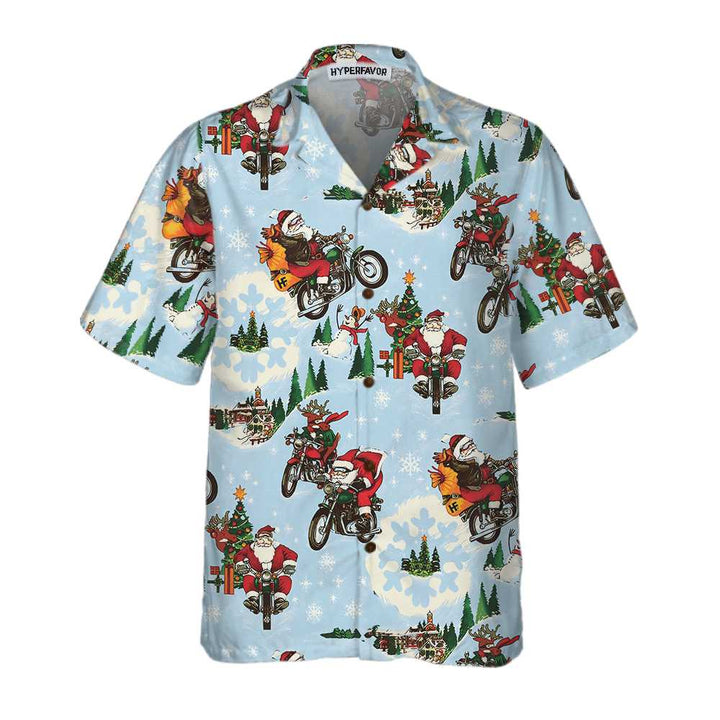 Mirla | Santa På Motorcykel Hawaiian Shirt Rolig Jultomte Shirt Bästa Gåvan För Julen-Eva Jonsson