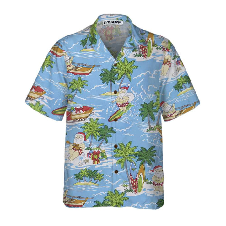 Mirla | Santa Sailing Tropical Jul-Hawaii-T-Shirt Rolig Jultomte-T-Shirt Bästa Presenten För Julen-Eva Jonsson