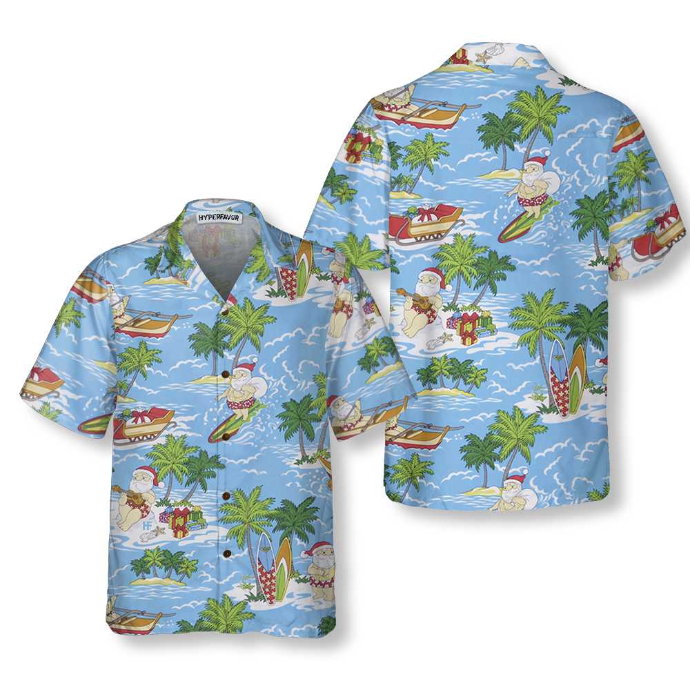 Mirla | Santa Sailing Tropical Jul-Hawaii-T-Shirt Rolig Jultomte-T-Shirt Bästa Presenten För Julen-Eva Jonsson