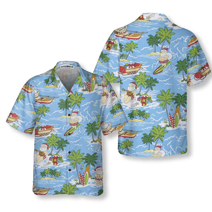Mirla | Santa Sailing Tropical Jul-Hawaii-T-Shirt Rolig Jultomte-T-Shirt Bästa Presenten För Julen-Eva Jonsson