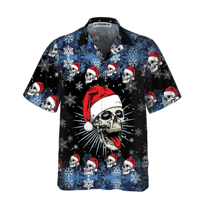 Mirla | Santa Skull & Snowflakes Hawaiian Shirt Funny Christmas Skull Shirt Best Christmas Gift Idea-Eva Jonsson
