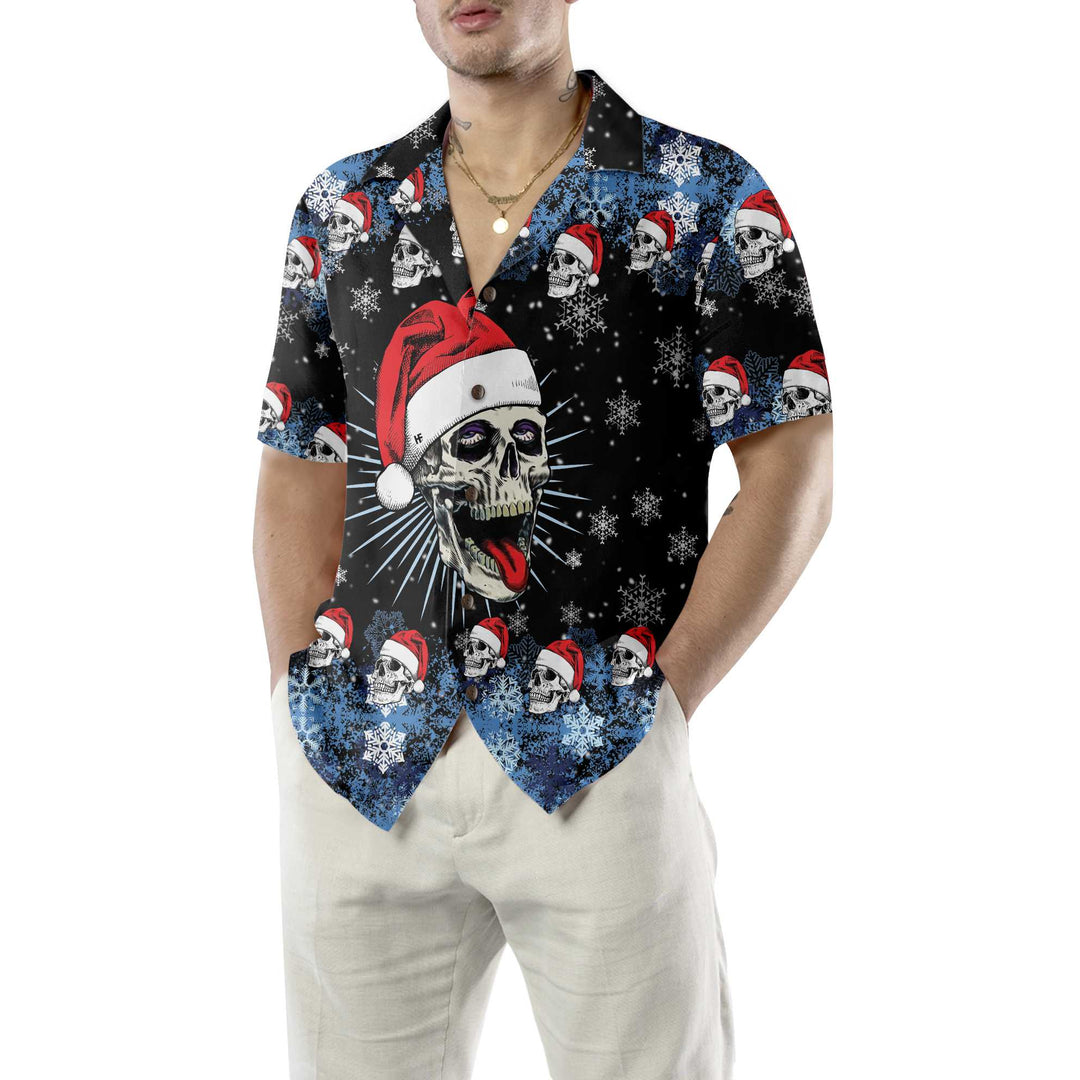 Mirla | Santa Skull & Snowflakes Hawaiian Shirt Funny Christmas Skull Shirt Best Christmas Gift Idea-Eva Jonsson
