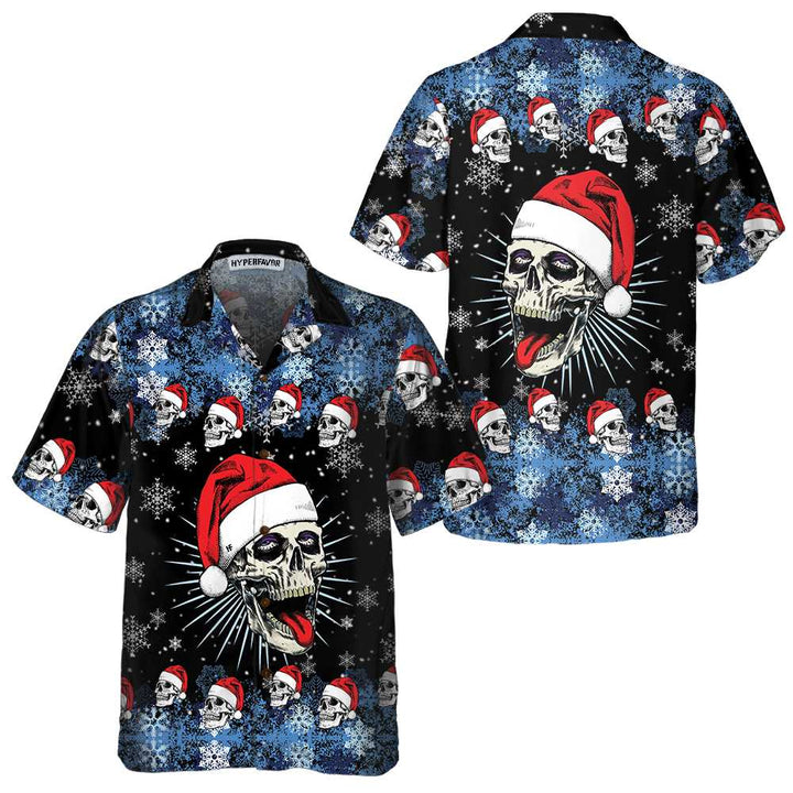 Mirla | Santa Skull & Snowflakes Hawaiian Shirt Funny Christmas Skull Shirt Best Christmas Gift Idea-Eva Jonsson