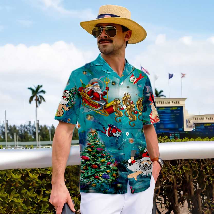 Eva Jonsson | Scuba Diving Jultomte Jul Undervattens Hawaii-Skjorta Unikt Present För Julen-Eva Jonsson