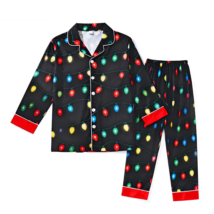 Eva Jonsson | Semester Par Knapplås Satin Jul Pyjamas Set-Eva Jonsson