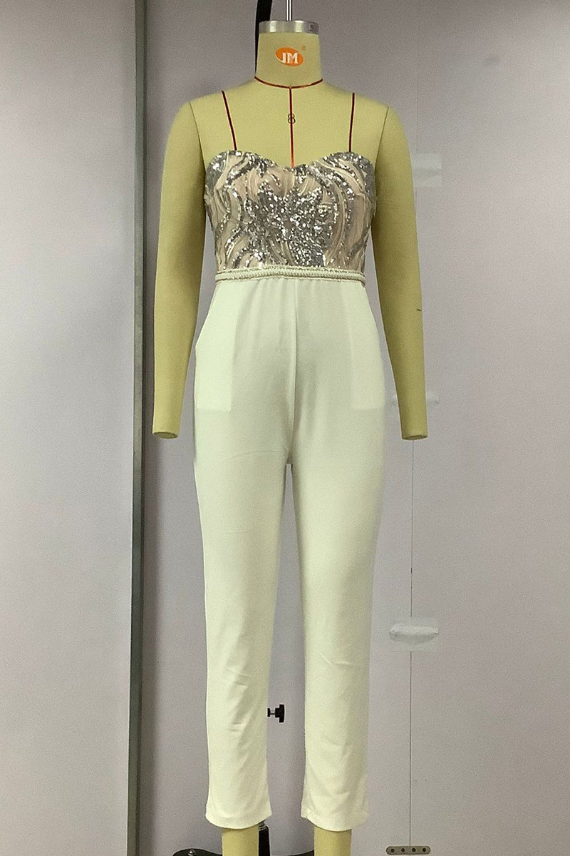 Mirla | Sexy Solid Broderad Paljetter Patchwork Off-shoulder Regular Overall-Eva Jonsson
