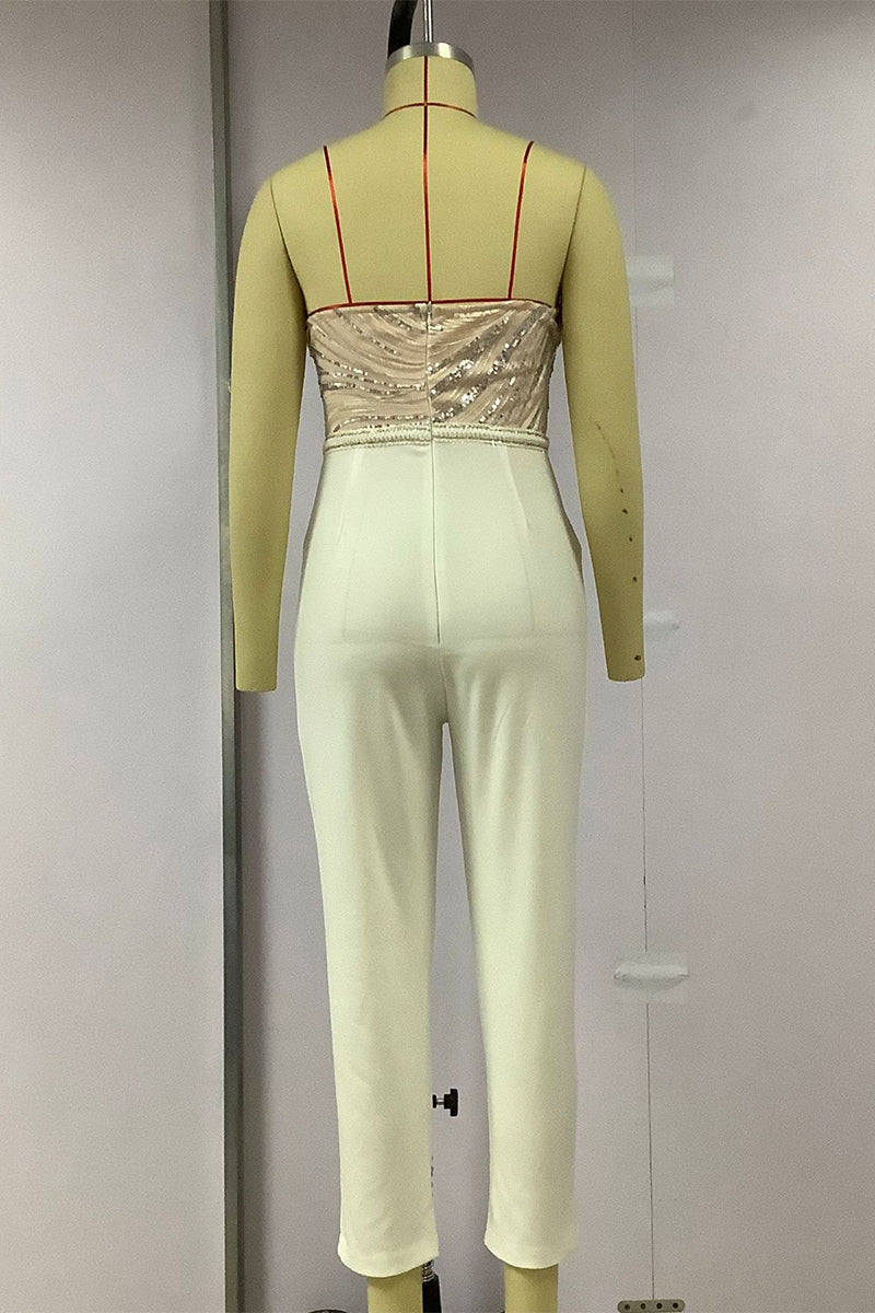 Mirla | Sexy Solid Broderad Paljetter Patchwork Off-shoulder Regular Overall-Eva Jonsson