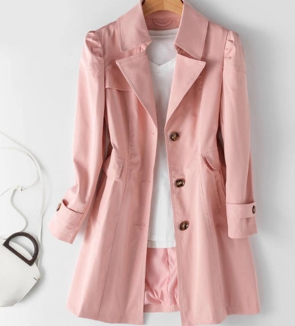 Mirla | Slank Dammtrenchcoat i koreansk stil för vår och höst-Eva Jonsson