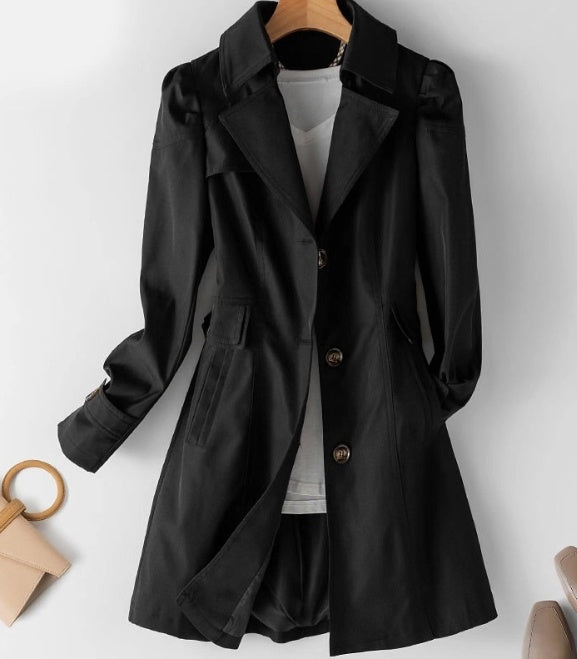 Mirla | Slank Dammtrenchcoat i koreansk stil för vår och höst-Eva Jonsson