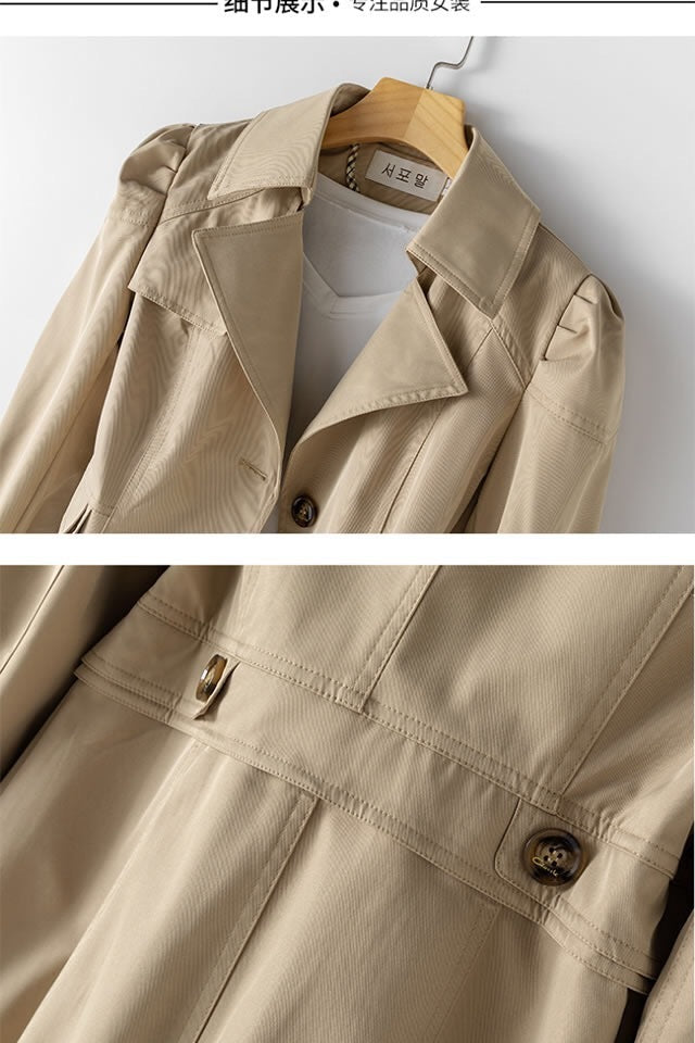 Mirla | Slank Dammtrenchcoat i koreansk stil för vår och höst-Eva Jonsson