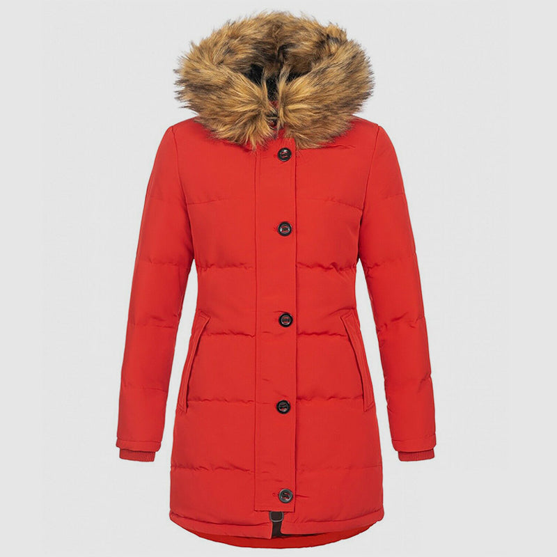 Mirla | Slim-Fit Vinterparka med Konstpälskapuschon-Eva Jonsson