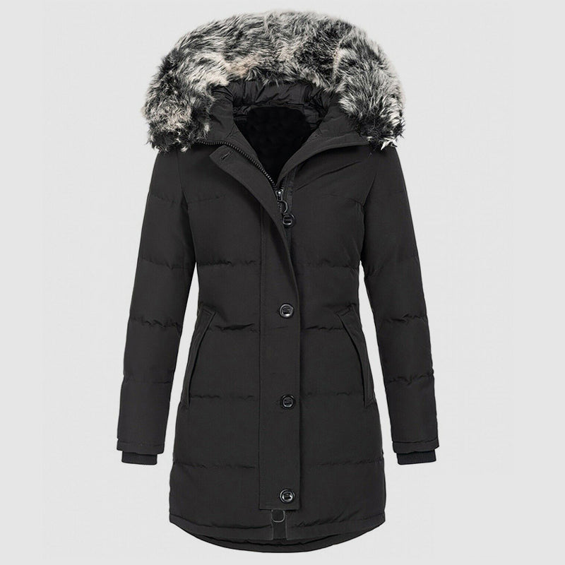 Mirla | Slim-Fit Vinterparka med Konstpälskapuschon-Eva Jonsson