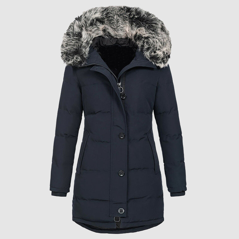 Mirla | Slim-Fit Vinterparka med Konstpälskapuschon-Eva Jonsson