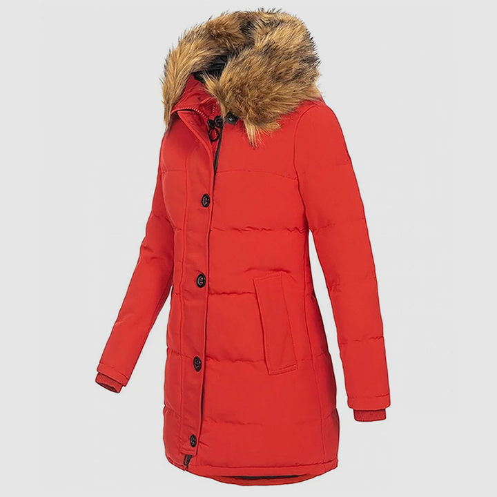 Mirla | Slim-Fit Vinterparka med Konstpälskapuschon-Eva Jonsson