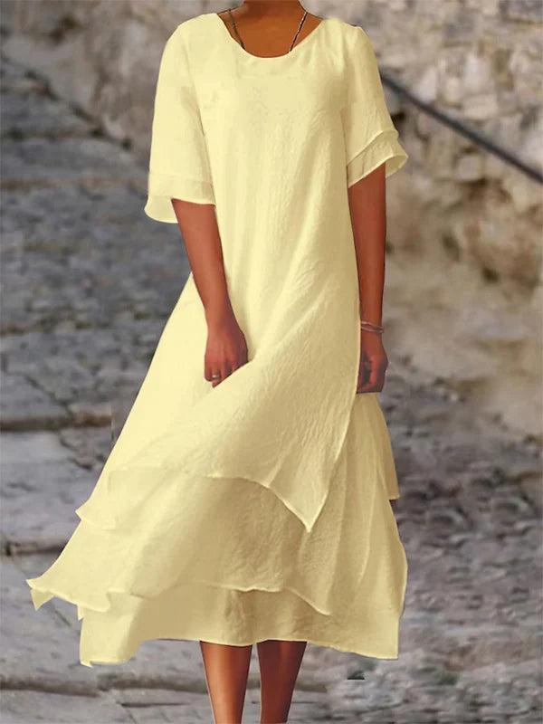 Mirla | Snygg, Elegant Klänning med Blockslits-Eva Jonsson