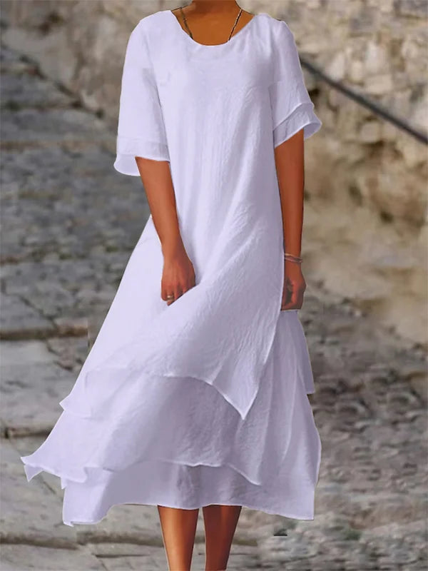 Mirla | Snygg, Elegant Klänning med Blockslits-Eva Jonsson
