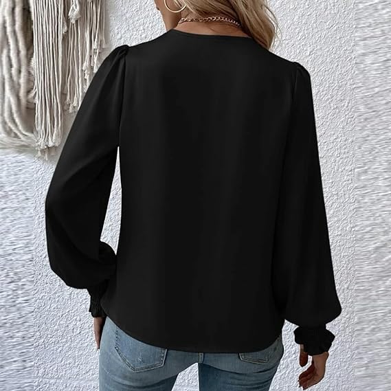 Mirla | Snygg topp med V-ringning och ballongärmar-Eva Jonsson