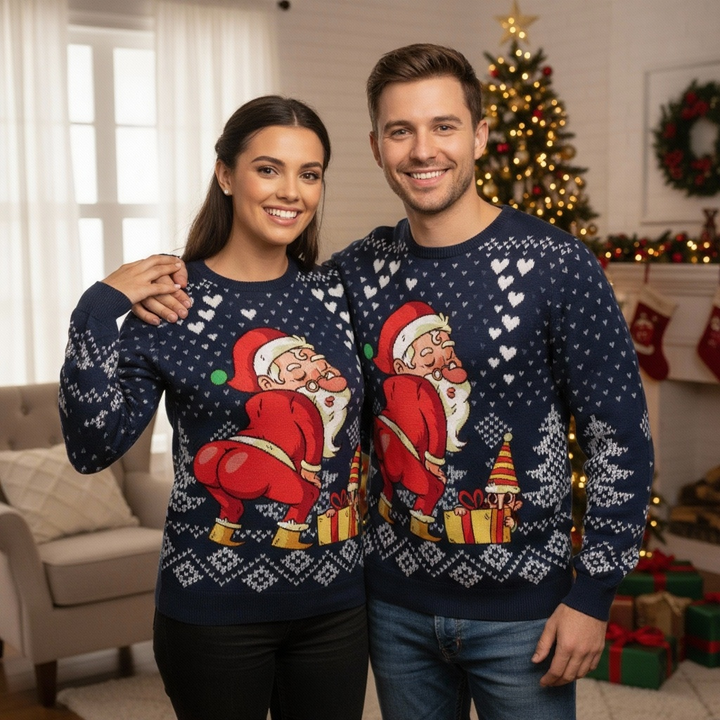 Mirla | Softesten Unisex Roliga Julmönster Tröja - Ful Helgparti-Jumper-Eva Jonsson
