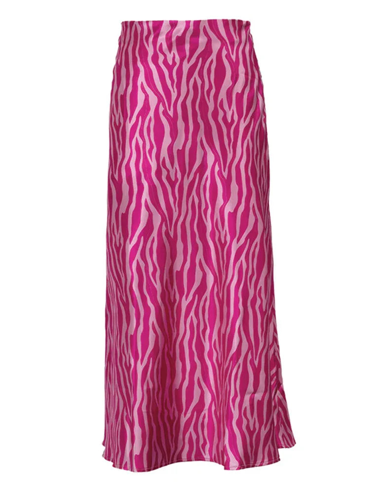 Mirla | Sommar Höst Damer Elegant Midi Satin Kjolar Tryckt Hög Midja Kontor Damer Bodycon Blyertskjol Tight Kjol för Damer-Eva Jonsson