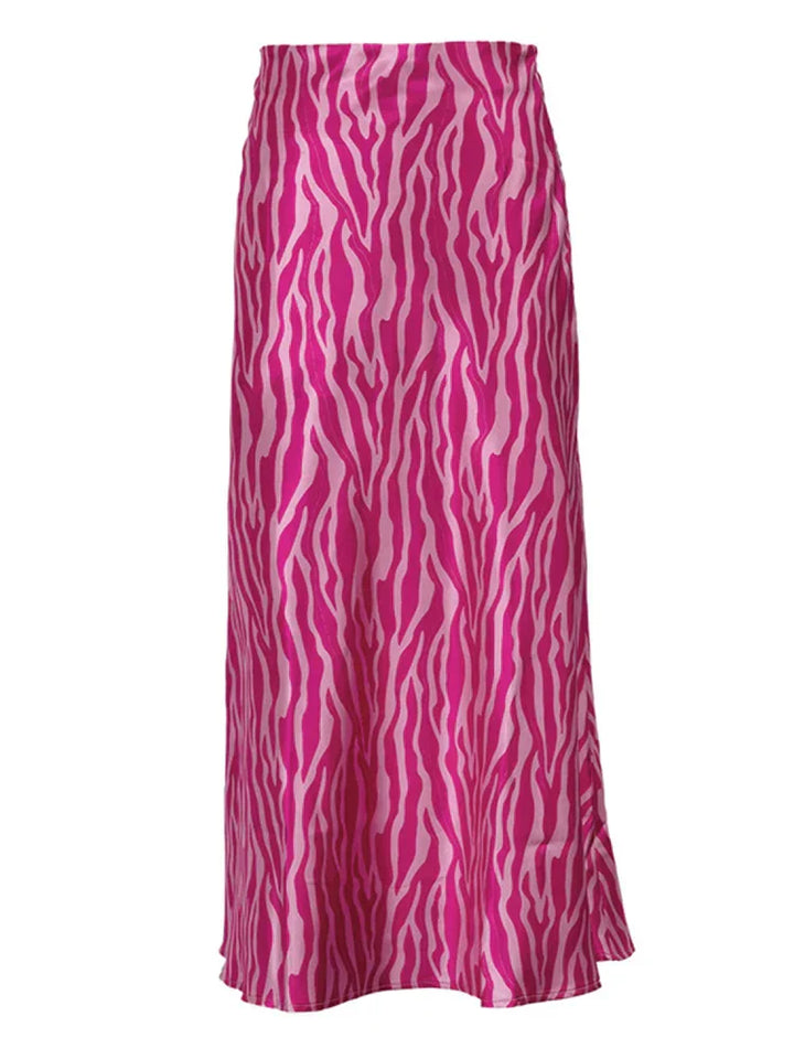 Mirla | Sommar Höst Damer Elegant Midi Satin Kjolar Tryckt Hög Midja Kontor Damer Bodycon Blyertskjol Tight Kjol för Damer-Eva Jonsson