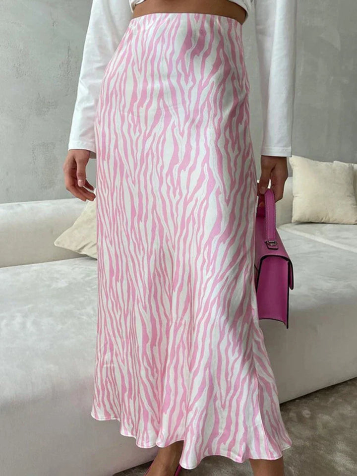 Mirla | Sommar Höst Damer Elegant Midi Satin Kjolar Tryckt Hög Midja Kontor Damer Bodycon Blyertskjol Tight Kjol för Damer-Eva Jonsson