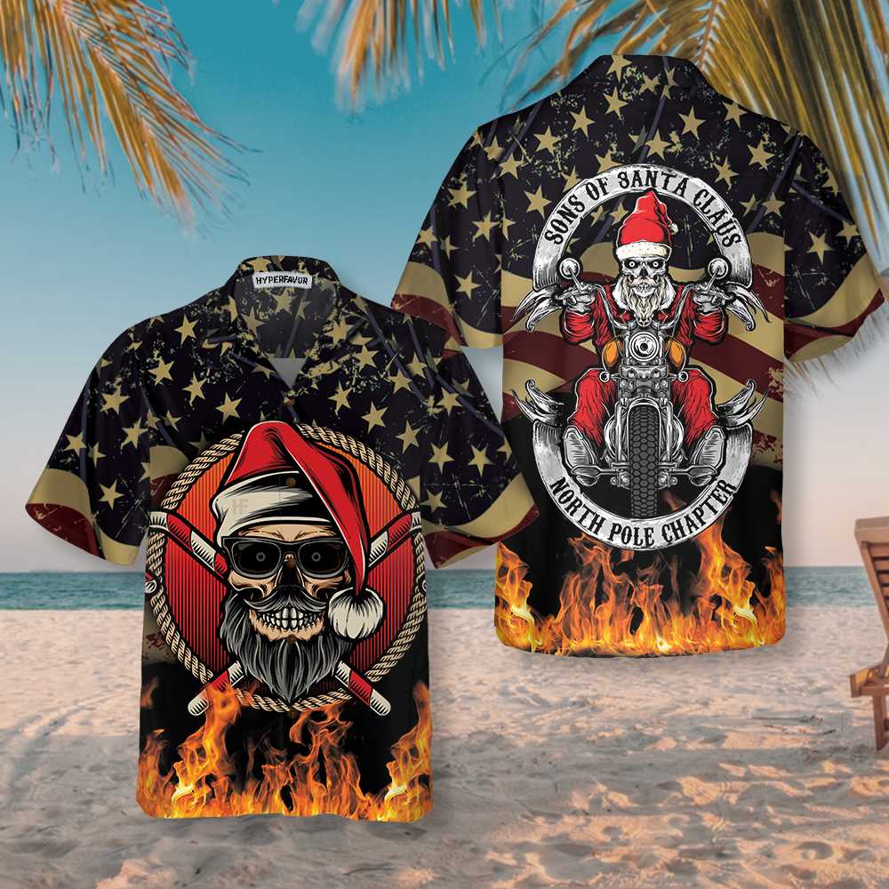 Mirla | Sons Of Santa Claus Nordpol Kapitel Jul Hawaiian Shirt Motorcykelälskare Present Till Jul-Eva Jonsson