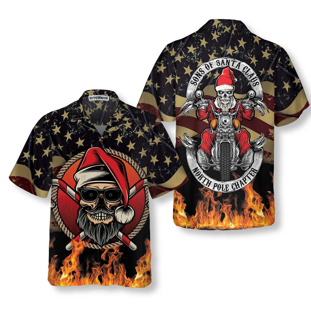 Mirla | Sons Of Santa Claus Nordpol Kapitel Jul Hawaiian Shirt Motorcykelälskare Present Till Jul-Eva Jonsson