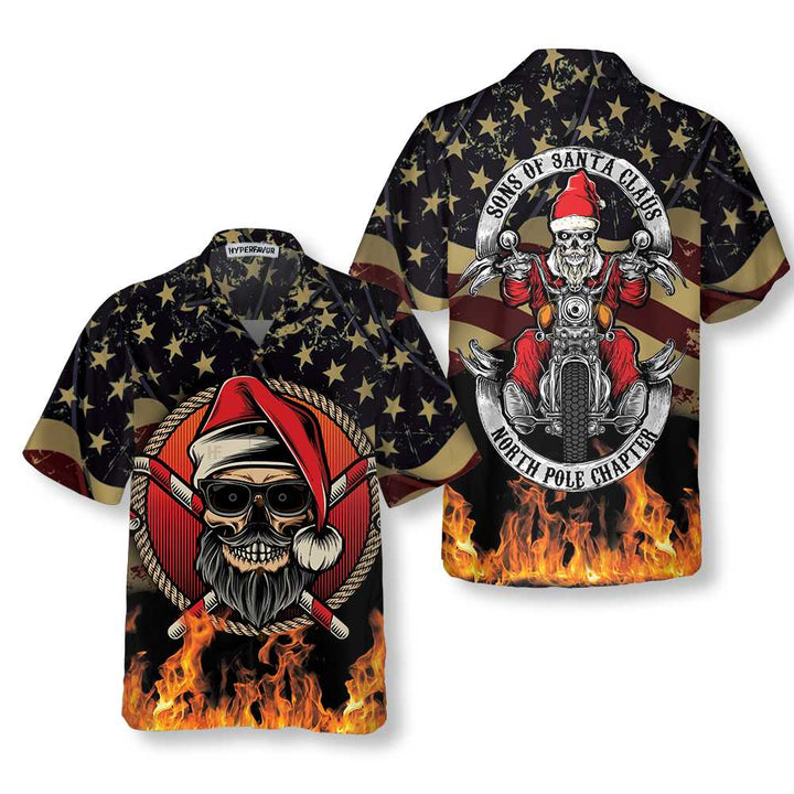 Mirla | Sons Of Santa Claus Nordpol Kapitel Jul Hawaiian Shirt Motorcykelälskare Present Till Jul-Eva Jonsson
