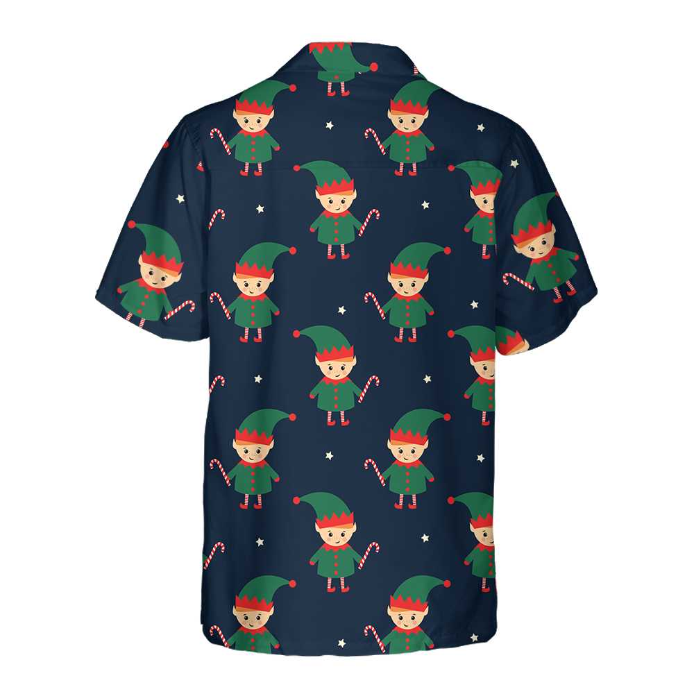 Mirla | Söt Älva med Godiskäppar Hawaiiskjorta Rolig Älv-Jul T-Shirt Bästa Julklappsidén-Eva Jonsson