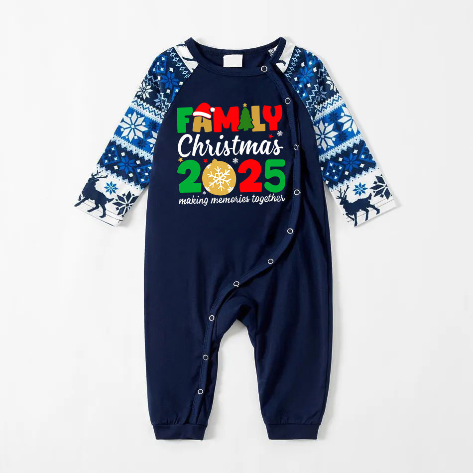 Mirla | Söt Familj Jul 2025 Texttryck Blår Familj Jul Pyjamas I Matchande Stil-Eva Jonsson