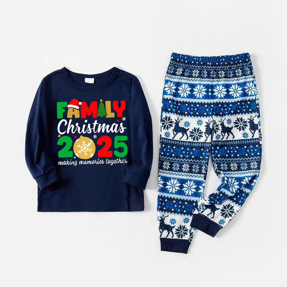 Mirla | Söt Familj Jul 2025 Texttryck Blår Familj Jul Pyjamas I Matchande Stil-Eva Jonsson