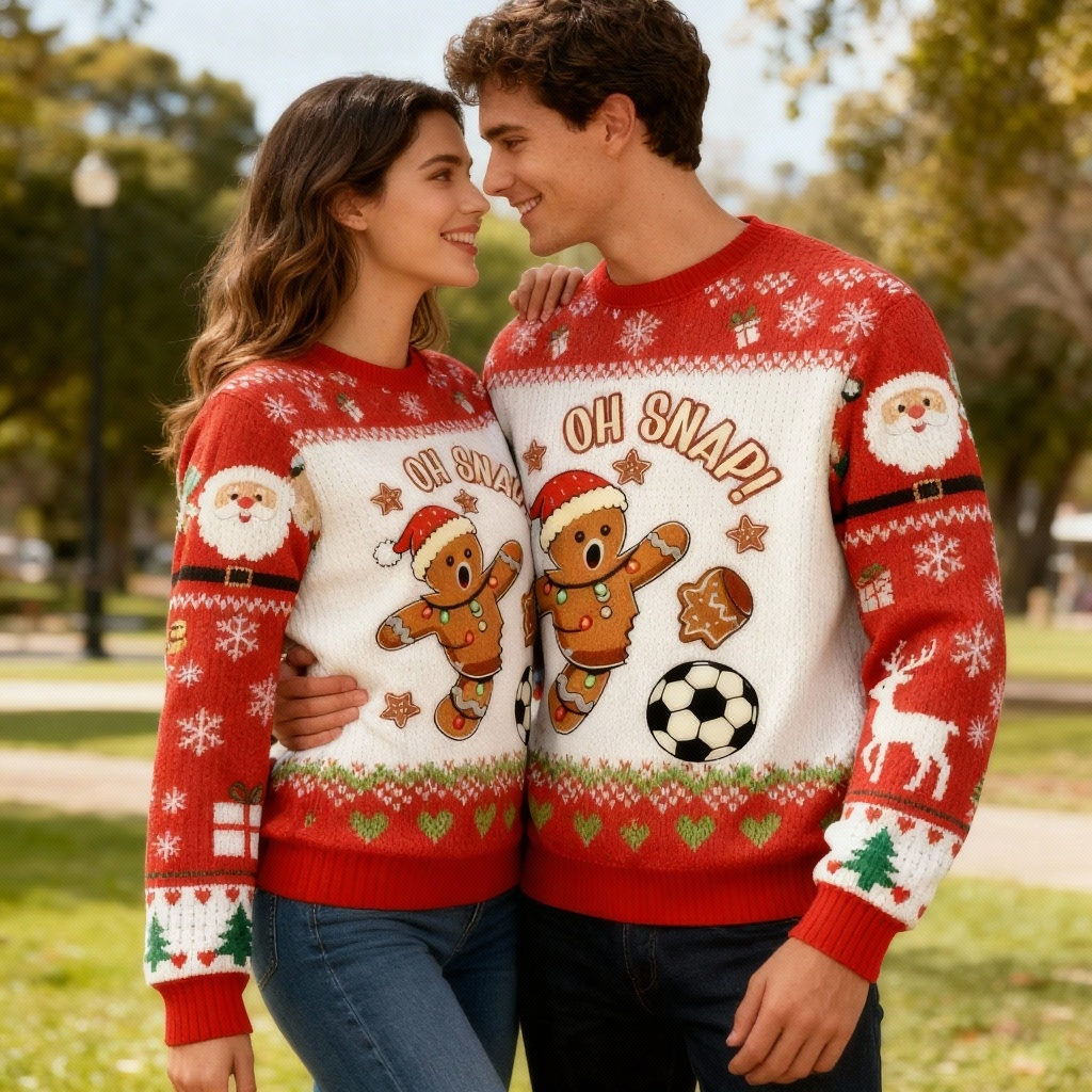 Eva Jonsson | Söt Tecknad Mönster Ful Tröja - Unisex Julfest-Essentials-Eva Jonsson