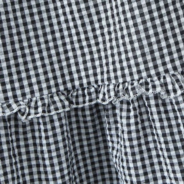 Mirla | Staplad Gingham-Midikjol med Volangdetalj-Eva Jonsson