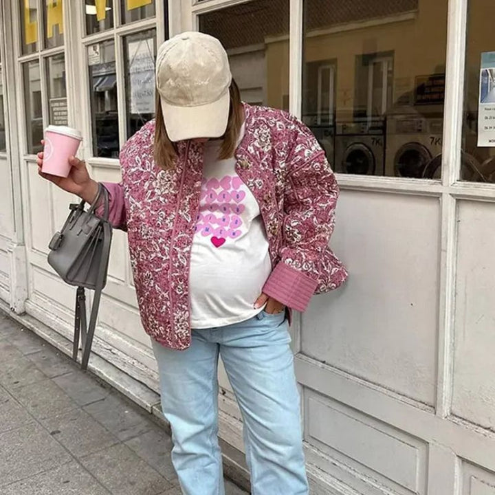 Mirla | Stegad jacka med blommönster-Eva Jonsson