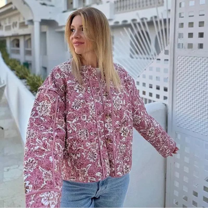 Mirla | Stegad jacka med blommönster-Eva Jonsson