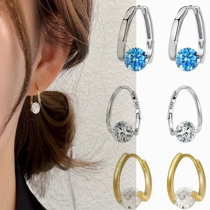 Mirla | Sterling Silver Geometriska Zirkon Örhängen-Eva Jonsson