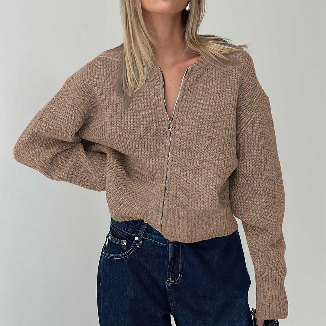 Mirla | Stickad Jacka med Dragkedja-Eva Jonsson