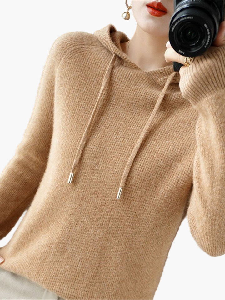 Mirla | Stickad Tröja med Huva - Bekväm, Moderiktig Vardags-Hoodie-Eva Jonsson