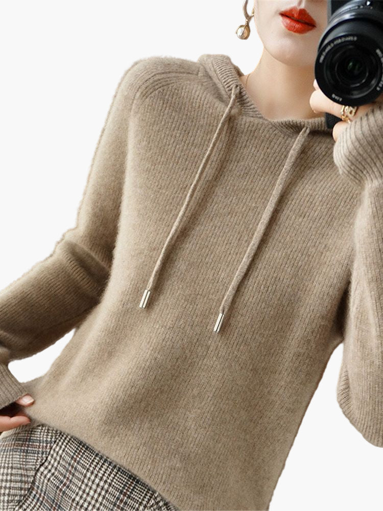 Mirla | Stickad Tröja med Huva - Bekväm, Moderiktig Vardags-Hoodie-Eva Jonsson