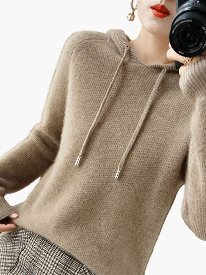 Mirla | Stickad Tröja med Huva - Bekväm, Moderiktig Vardags-Hoodie-Eva Jonsson