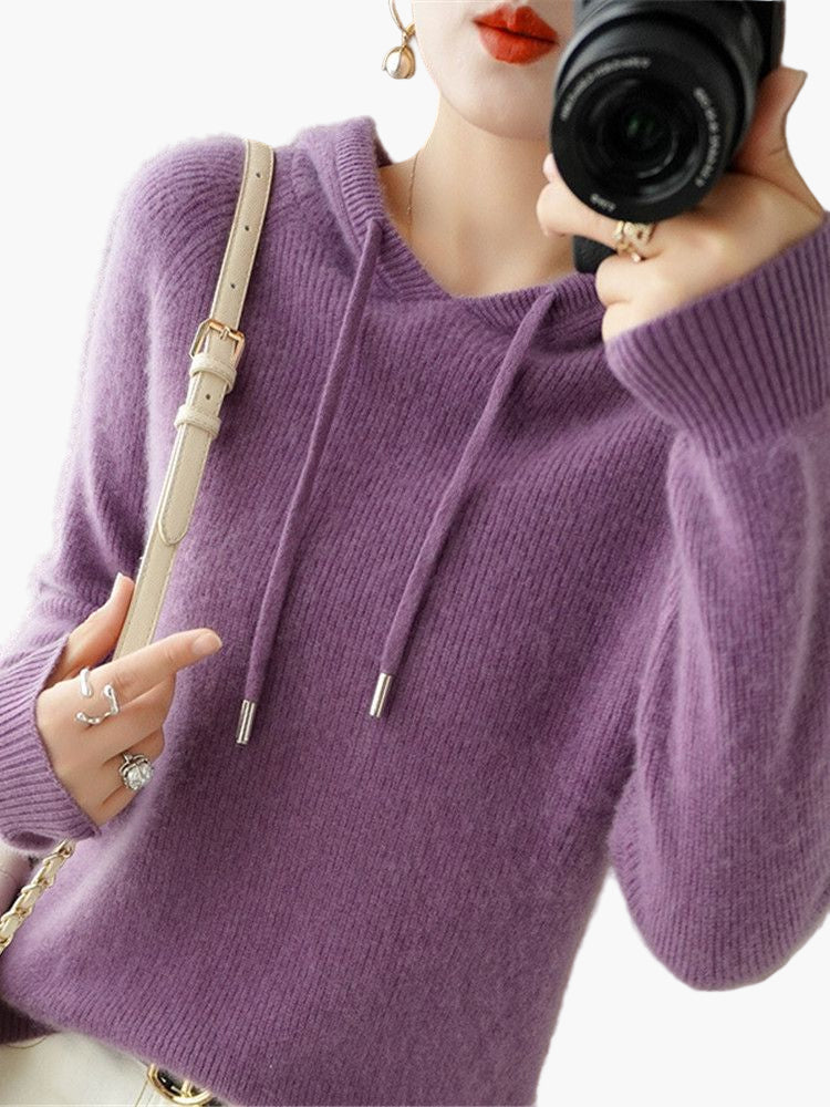 Mirla | Stickad Tröja med Huva - Bekväm, Moderiktig Vardags-Hoodie-Eva Jonsson