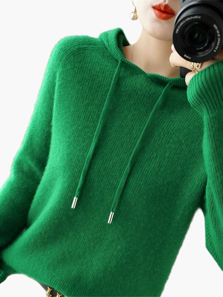Mirla | Stickad Tröja med Huva - Bekväm, Moderiktig Vardags-Hoodie-Eva Jonsson