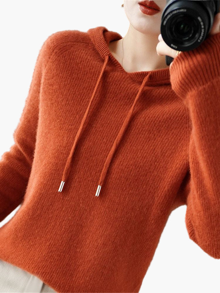 Mirla | Stickad Tröja med Huva - Bekväm, Moderiktig Vardags-Hoodie-Eva Jonsson