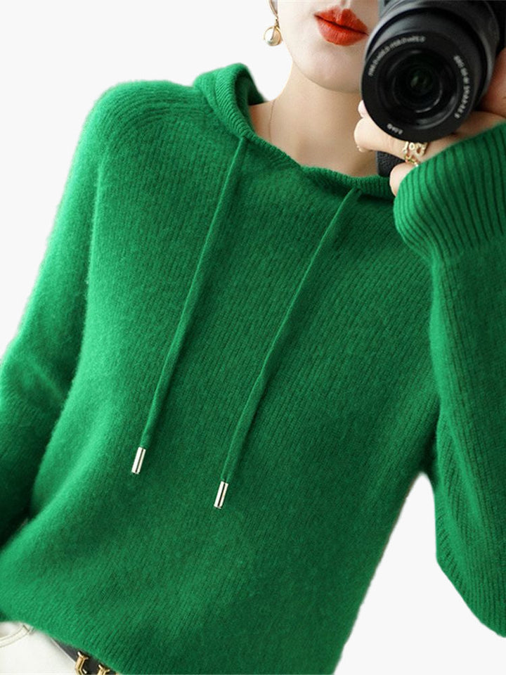 Mirla | Stickad Tröja med Huva - Bekväm, Moderiktig Vardags-Hoodie-Eva Jonsson