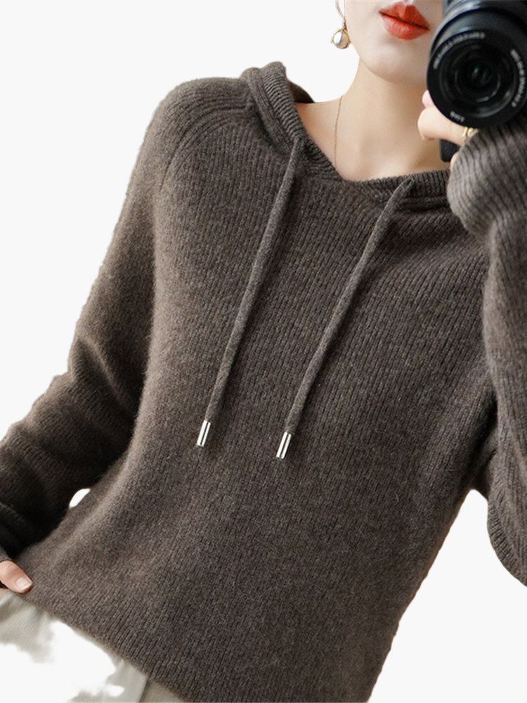 Mirla | Stickad Tröja med Huva - Bekväm, Moderiktig Vardags-Hoodie-Eva Jonsson