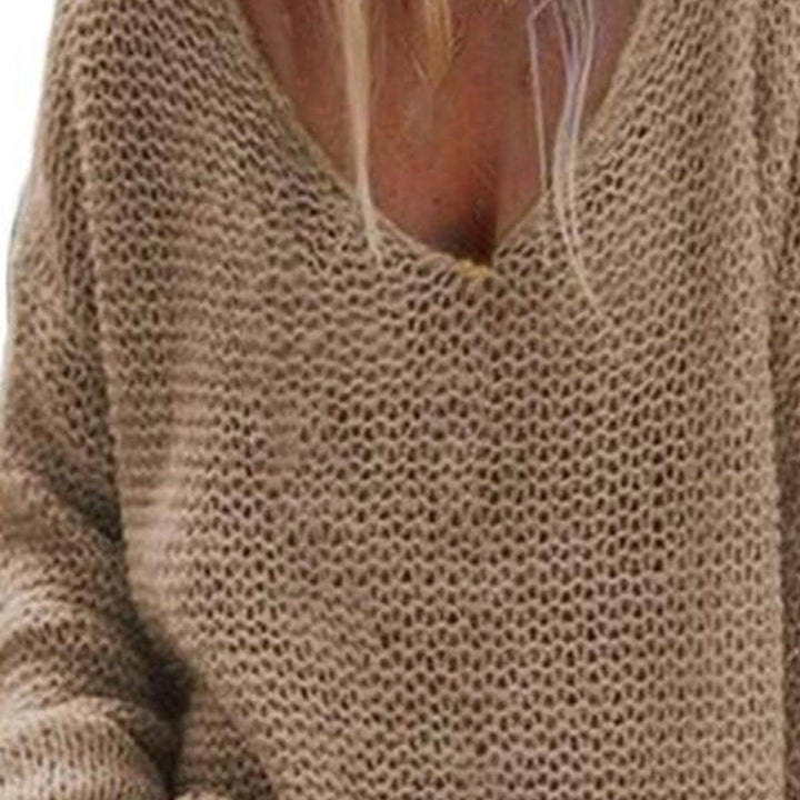 Mirla | Stickad tröja Oversized Lätt passform Mjuk V-hals Långärmad Varm Komfort-Eva Jonsson