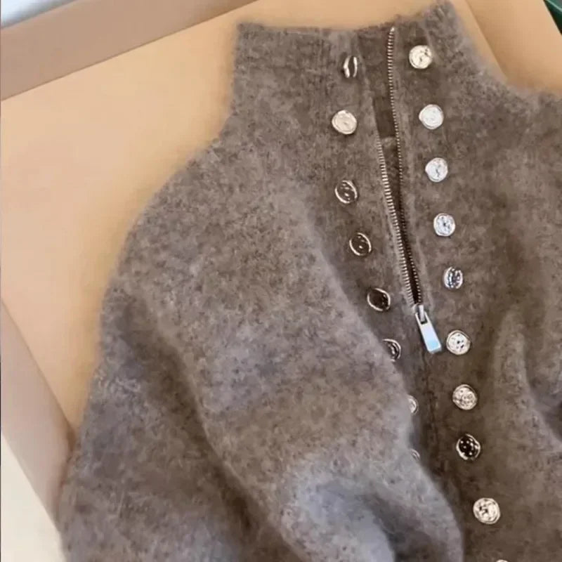 Mirla | Stickjacka för Kvinnor med Dragkedja-Eva Jonsson