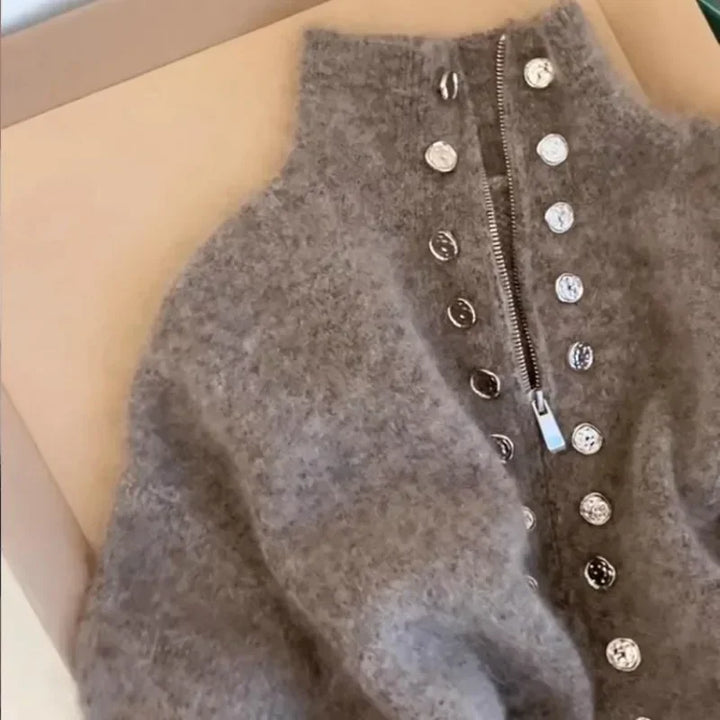 Mirla | Stickjacka för Kvinnor med Dragkedja-Eva Jonsson
