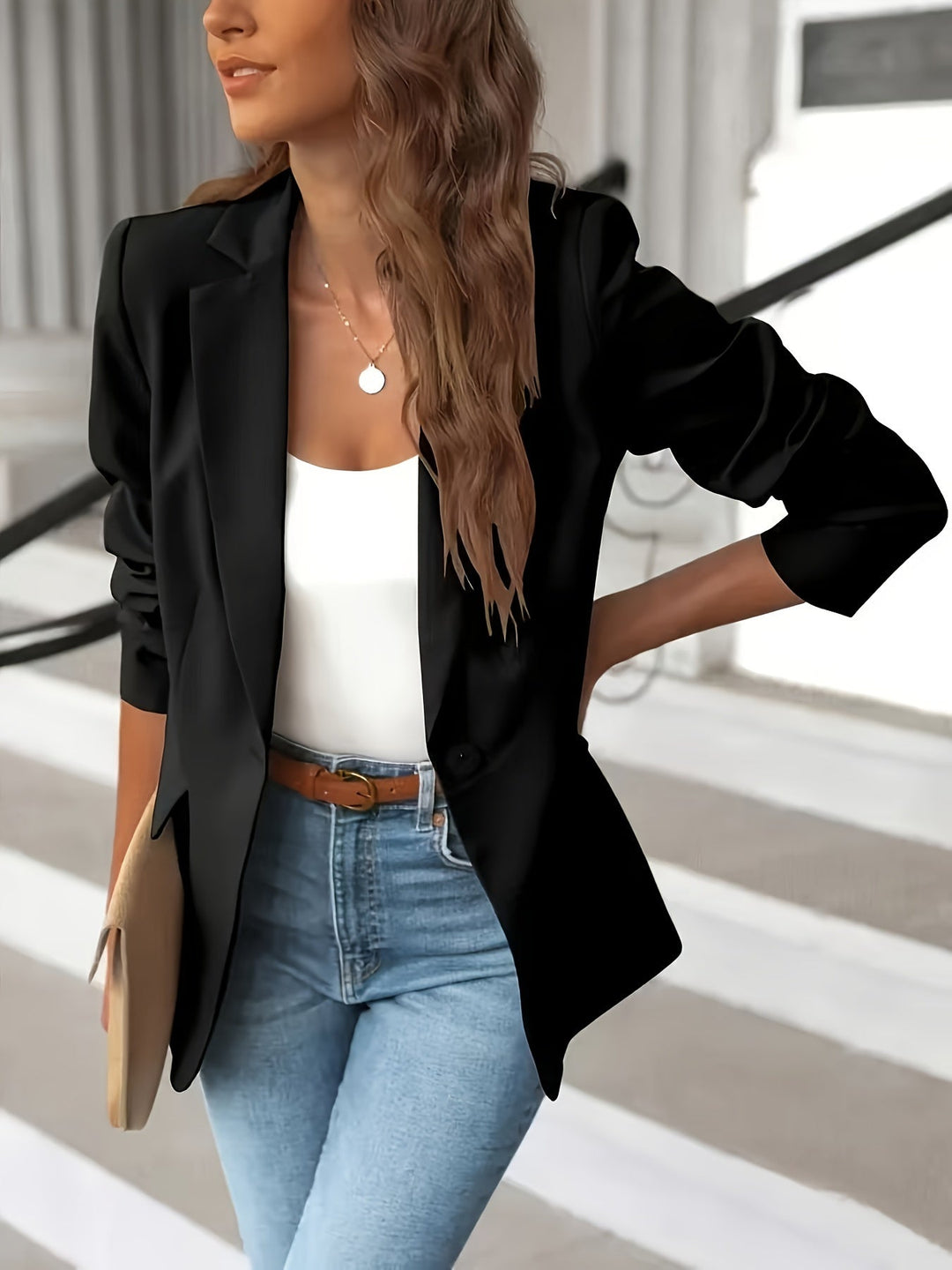 Mirla | Stiliga höstklassiska businessblazers med sidfickor för kvinnor-Eva Jonsson
